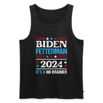 Biden Fetterman 2024 C’est une évidence - Débardeur bio Premium Homme - noir - Devant - AI Model Male 178 light (178cm)