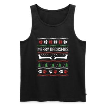 Dachshund Sausage Dog Ugly Christmas Sweater - Men's Premium Organic Tank Top - black - Front - Michal (187cm)