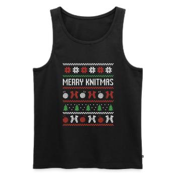 Stricken Nähen Hässlicher Weihnachtspullover Merry - Männer Premium Bio Tank Top - Schwarz - Vorne - Michal (187cm)