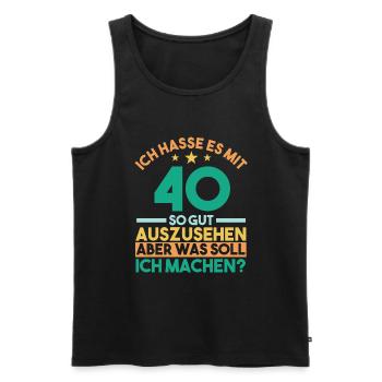 Vierzig Vierzigster 40 Jahre Geburtstag - Männer Premium Bio Tank Top - Schwarz - Vorne - AI Model Male 178 light (178cm)