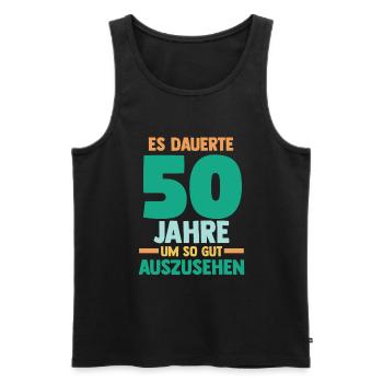 Fünfzig Fünfzigster 50 Jahre Geburtstag - Männer Premium Bio Tank Top - Schwarz - Vorne - Michal (187cm)
