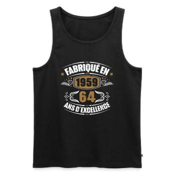 Cadeau d'anniversaire 64 ans, Fabriqué en 1959 - Débardeur bio Premium Homme - noir - Devant - Michal (187cm)
