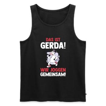 Das Ist Gerda Wir Joggen Gemeinsam Kuh - Männer Premium Bio Tank Top - Schwarz - Vorne - Michal (187cm)