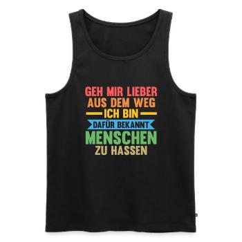 Geh Mir Lieber Aus Dem Weg Ich Hasse Menschen Katz - Männer Premium Bio Tank Top - Schwarz - Vorne - Michal (187cm)