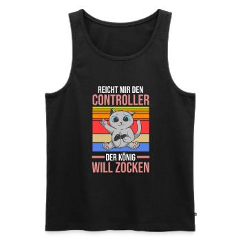 Reicht Mir Den Controller Der König Will Zocken - Männer Premium Bio Tank Top - Schwarz - Vorne - AI Model Male 178 light (178cm)