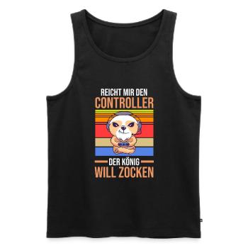 Reicht Mir Den Controller Der König Will Zocken - Männer Premium Bio Tank Top - Schwarz - Vorne - AI Model Male 178 light (178cm)