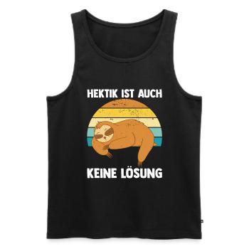 Hektik Ist Auch Keine Lösung Faultier - Männer Premium Bio Tank Top - Schwarz - Vorne - AI Model Male 178 light (178cm)
