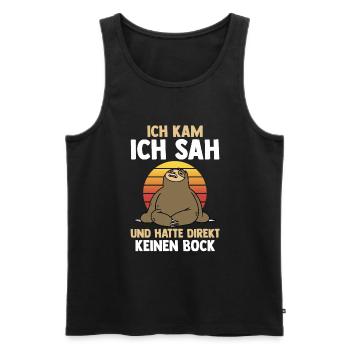 Ich Kam Ich Sah Und Hatte Direkt Keinen Bock Fault - Männer Premium Bio Tank Top - Schwarz - Vorne - Michal (187cm)