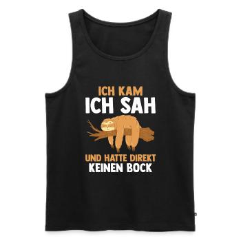Ich Kam Ich Sah Und Hatte Direkt Keinen Bock Fault - Männer Premium Bio Tank Top - Schwarz - Vorne - Michal (187cm)