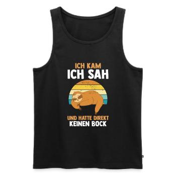 Ich Kam Ich Sah Und Hatte Direkt Keinen Bock Fault - Männer Premium Bio Tank Top - Schwarz - Vorne - Michal (187cm)
