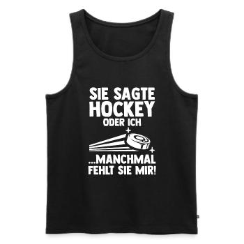 Eishockey Hockeyspieler Hockey - Männer Premium Bio Tank Top - Schwarz - Vorne - AI Model Male 178 light (178cm)