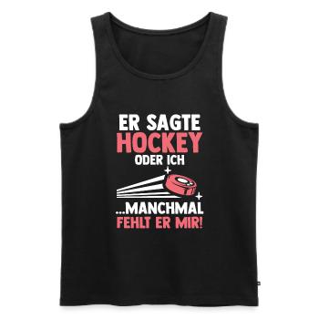 Eishockey Hockeyspieler Hockey - Männer Premium Bio Tank Top - Schwarz - Vorne - AI Model Male 178 light (178cm)