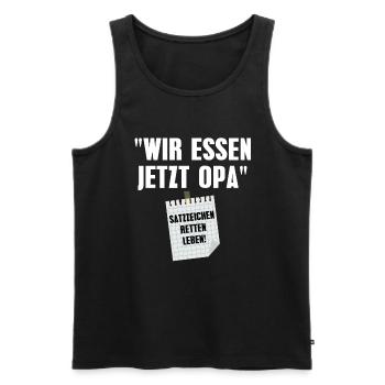 Wir essen jetzt Opa - Männer Premium Bio Tank Top - Schwarz - Vorne - Michal (187cm)