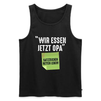 Wir essen jetzt Opa - Männer Premium Bio Tank Top - Schwarz - Vorne - Michal (187cm)