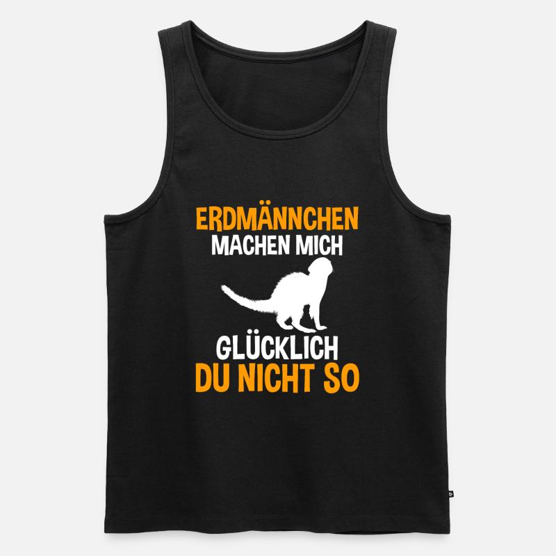 Erdmännchen machen mich glücklich - Männer Premium Bio Tank Top - Schwarz