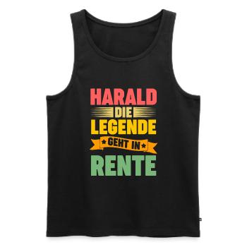 Harald die Legende geht in Rente - Männer Premium Bio Tank Top - Schwarz - Vorne - Michal (187cm)