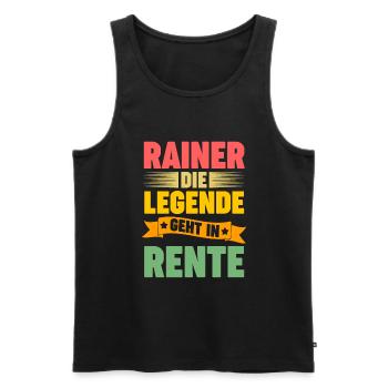 Rainer die Legende geht in Rente - Männer Premium Bio Tank Top - Schwarz - Vorne - Michal (187cm)