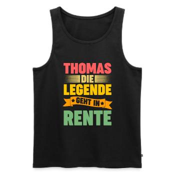 Thomas die Legende geht in Rente - Männer Premium Bio Tank Top - Schwarz - Vorne - Michal (187cm)