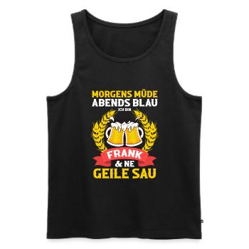 Frank - Männer Premium Bio Tank Top - Schwarz - Vorne - Michal (187cm)
