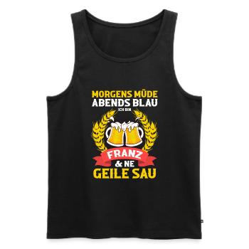 Franz - Männer Premium Bio Tank Top - Schwarz - Vorne - AI Model Male 178 light (178cm)