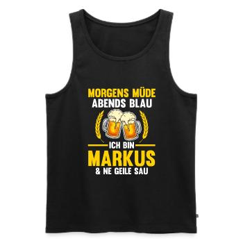 Markus - Männer Premium Bio Tank Top - Schwarz - Vorne - AI Model Male 178 light (178cm)