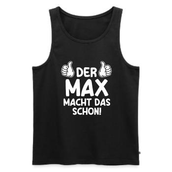 Max - Men's Premium Organic Tank Top - black - Front - AI Model Male 178 light (178cm)