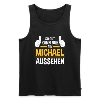 Michael - Männer Premium Bio Tank Top - Schwarz - Vorne - AI Model Male 178 light (178cm)