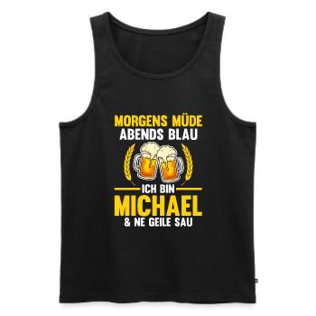 Michael - Männer Premium Bio Tank Top - Schwarz - Vorne - AI Model Male 178 light (178cm)