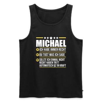 Michael - Männer Premium Bio Tank Top - Schwarz - Vorne - AI Model Male 178 light (178cm)