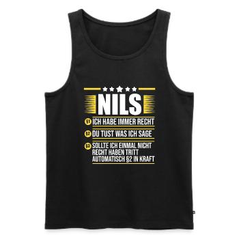 Nils - Männer Premium Bio Tank Top - Schwarz - Vorne - AI Model Male 178 light (178cm)