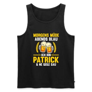 Patrick - Männer Premium Bio Tank Top - Schwarz - Vorne - Michal (187cm)