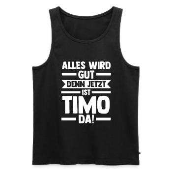 Timo - Männer Premium Bio Tank Top - Schwarz - Vorne - AI Model Male 178 light (178cm)