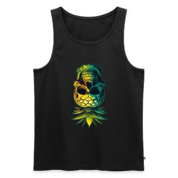 Upside Down Ananas Totenkopf Swinger Swinging Geschenk - Männer Premium Bio Tank Top - Schwarz - Vorne - AI Model Male 178 light (178cm)