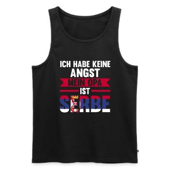 Ich habe keine Angst mein Opa ist Serbe - Männer Premium Bio Tank Top - Schwarz - Vorne - Michal (187cm)
