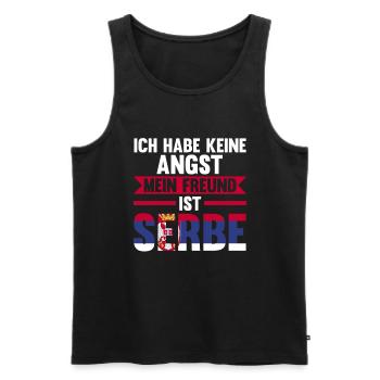 Ich habe keine Angst mein Freund ist Serbe - Männer Premium Bio Tank Top - Schwarz - Vorne - Michal (187cm)