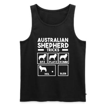 Hund Australian Shepherd - Männer Premium Bio Tank Top - Schwarz - Vorne - Michal (187cm)