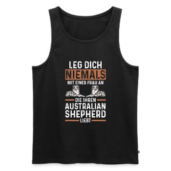 Hund Australian Shepherd - Männer Premium Bio Tank Top - Schwarz - Vorne - Michal (187cm)