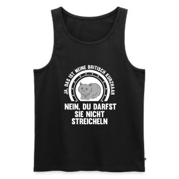 Britisch Kurzhaar Katze - Männer Premium Bio Tank Top - Schwarz - Vorne - AI Model Male 178 light (178cm)