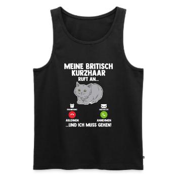 Britisch Kurzhaar Katze - Männer Premium Bio Tank Top - Schwarz - Vorne - AI Model Male 178 light (178cm)