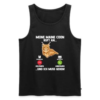Maine Coon Katze - Männer Premium Bio Tank Top - Schwarz - Vorne - AI Model Male 178 light (178cm)