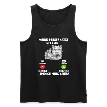 Persakatze Katze - Männer Premium Bio Tank Top - Schwarz - Vorne - AI Model Male 178 light (178cm)