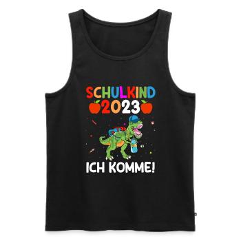Schulkind 2023 Schulbeginn Dinosaurier Einschulung - Männer Premium Bio Tank Top - Schwarz - Vorne - Michal (187cm)