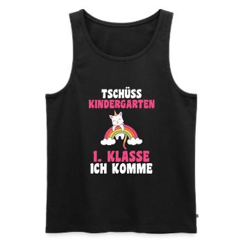 Schulkind Schulbeginn einhorn Katze Einschulung - Männer Premium Bio Tank Top - Schwarz - Vorne - Michal (187cm)