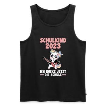 Schulkind 2023 Schulbeginn Einhorn Einschulung - Männer Premium Bio Tank Top - Schwarz - Vorne - Michal (187cm)
