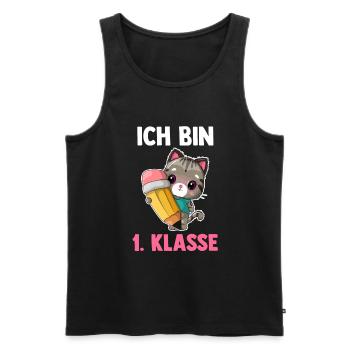 Schulkind Schulbeginn Erste Klasse Katze Einschulu - Männer Premium Bio Tank Top - Schwarz - Vorne - Michal (187cm)