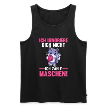 Katze Stricken Nähen Häkeln - Männer Premium Bio Tank Top - Schwarz - Vorne - Michal (187cm)
