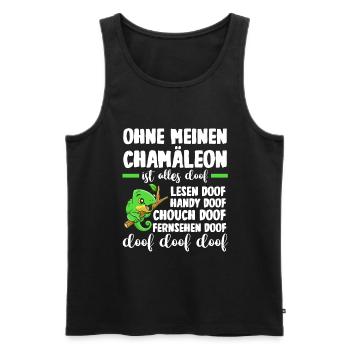 Ohne meinen Chamäleon ist alles doof - Männer Premium Bio Tank Top - Schwarz - Vorne - AI Model Male 178 light (178cm)