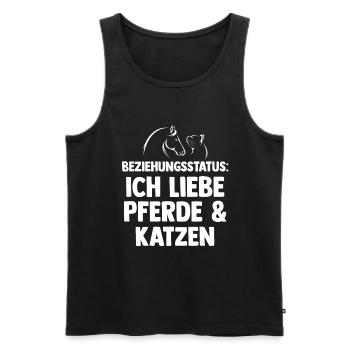 Katzen Pferdeliebhaber Katzenliebhaber Pferde - Männer Premium Bio Tank Top - Schwarz - Vorne - AI Model Male 178 light (178cm)