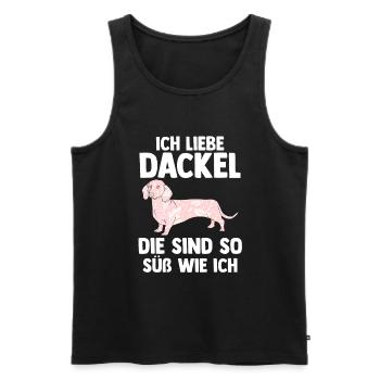 Hund Dackel - Männer Premium Bio Tank Top - Schwarz - Vorne - AI Model Male 178 light (178cm)