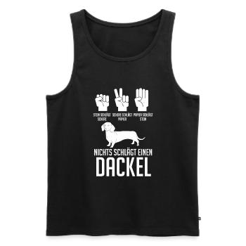 Hund Dackel - Männer Premium Bio Tank Top - Schwarz - Vorne - AI Model Male 178 light (178cm)